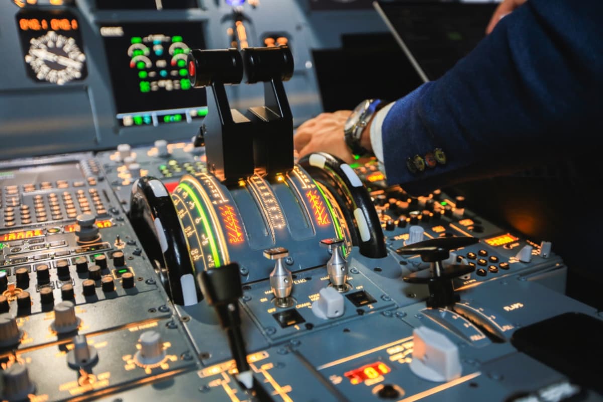 Night flight cockpit view